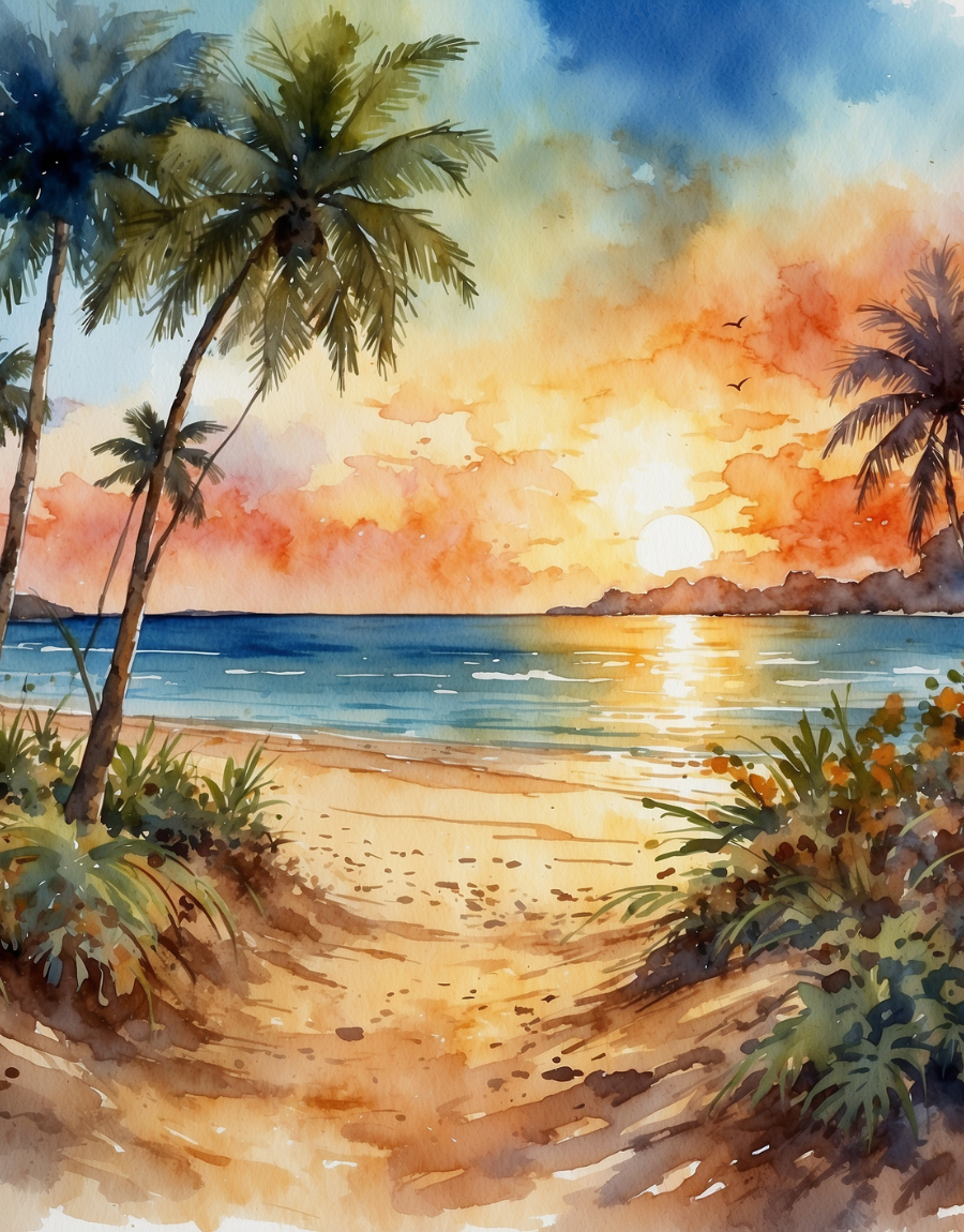 Watercolor Palm Beach Sunset Air Freshener