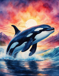 Orca Leaping at Sunset Air Freshener
