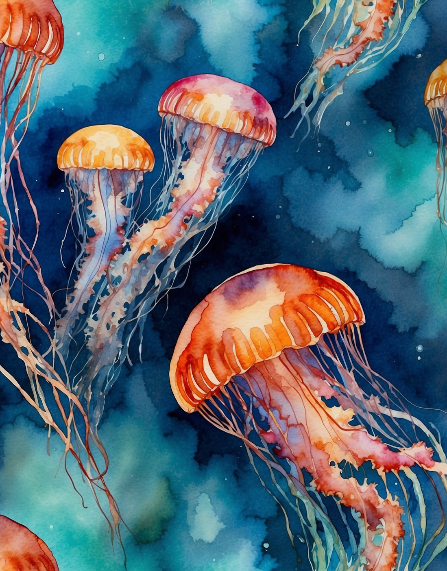 Watercolor Jellyfish in Deep Blue Air Freshener