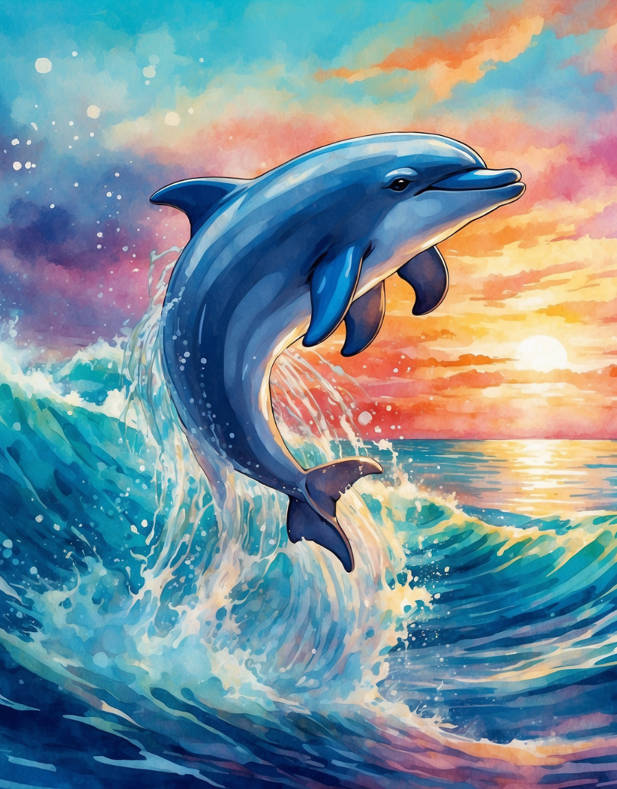 Watercolor Dolphin at Sunset Air Freshener