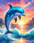 Dolphin over Golden Sunset Waves Air Freshener