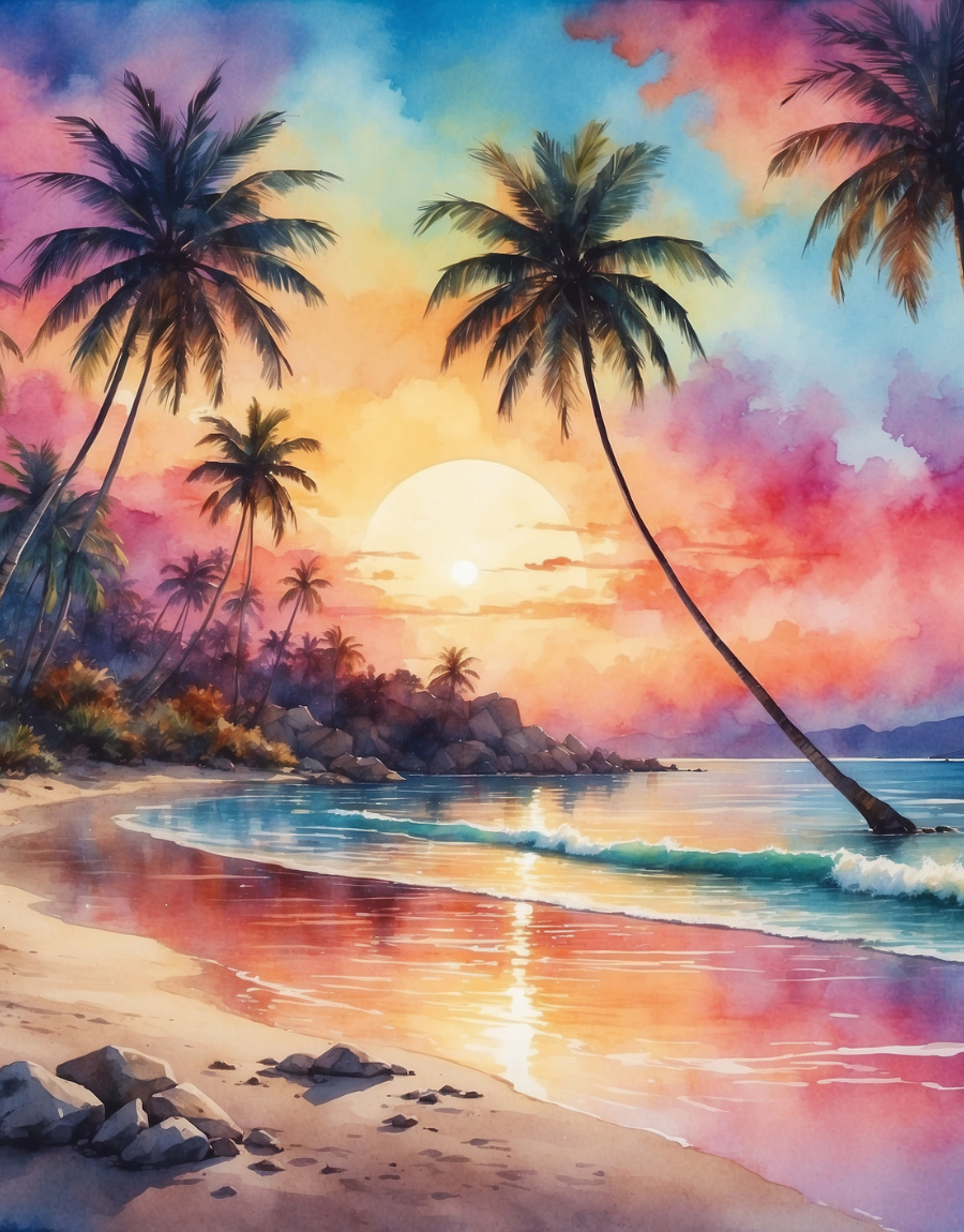 Watercolor Palms at Golden Sunset Air Freshener