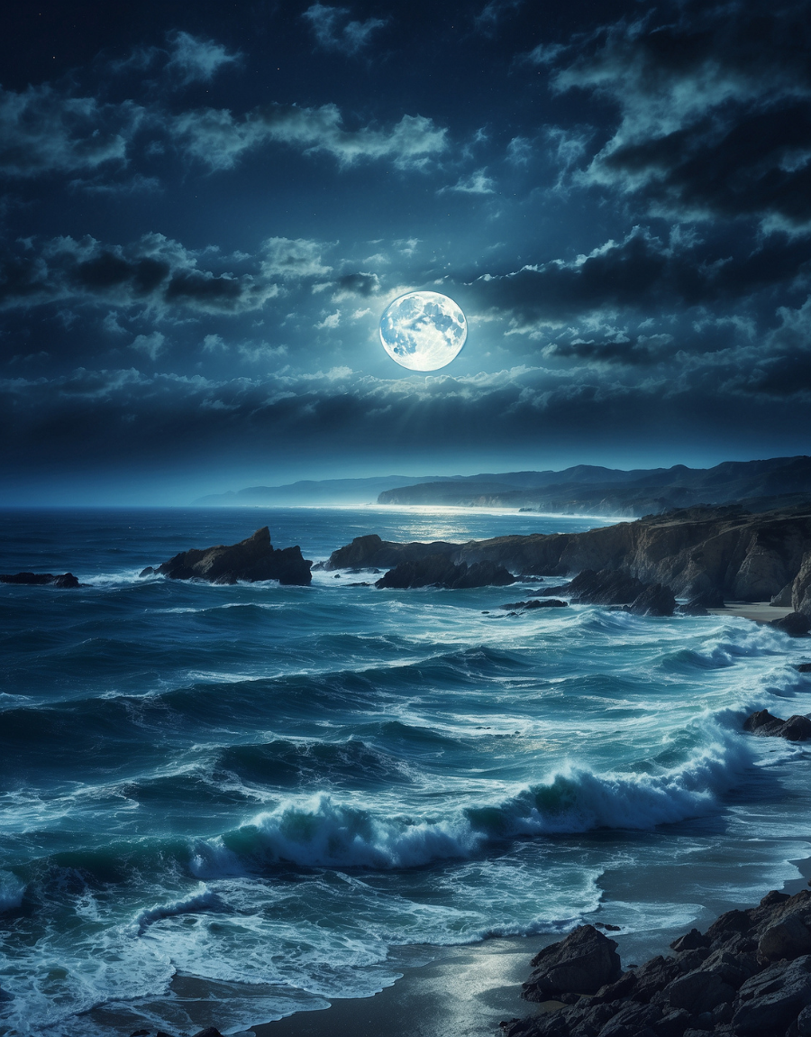 Moonlit Waves on a Rocky Coast Air Freshener