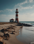 Striped Lighthouse on a Rocky Shore Air Freshener