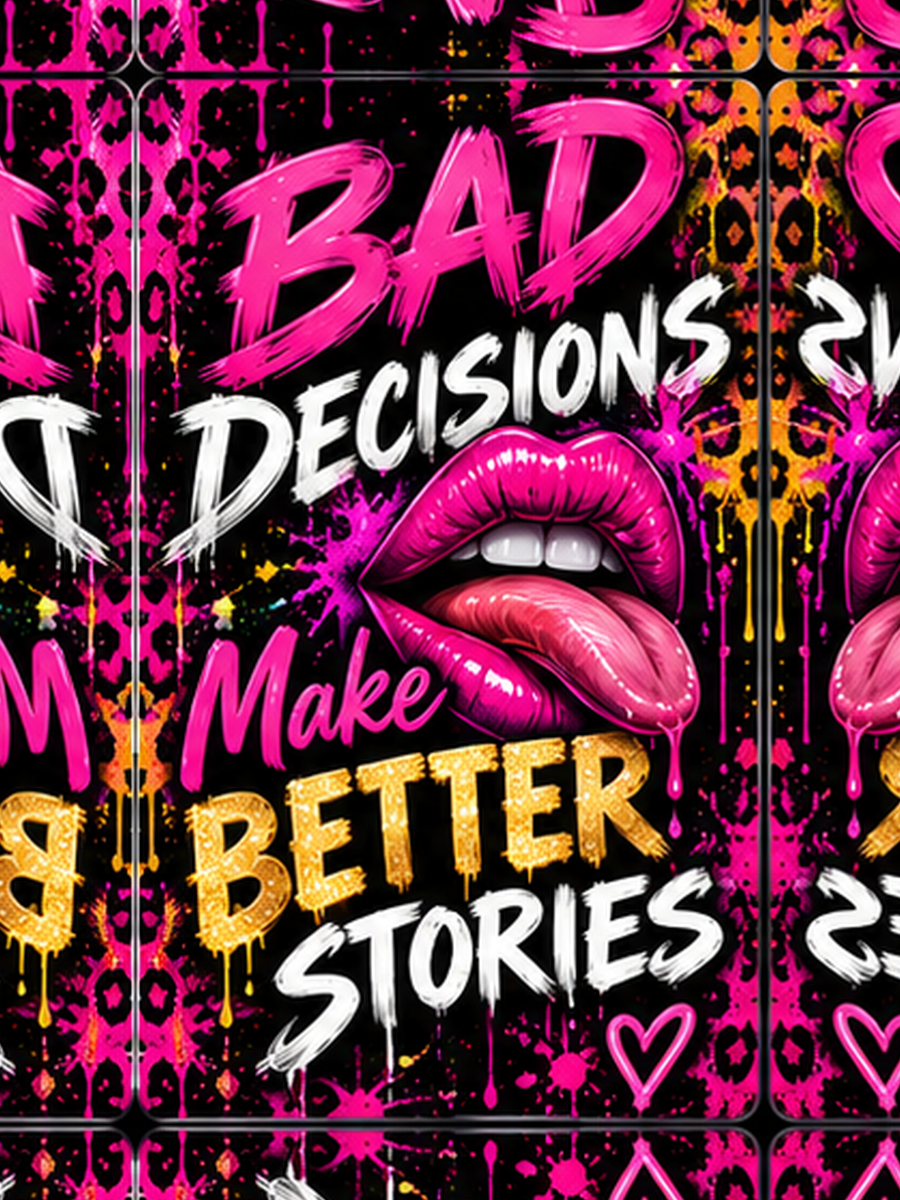 Bad Decisions Make Better Stories - Pink Lips and Gold - Air Freshener