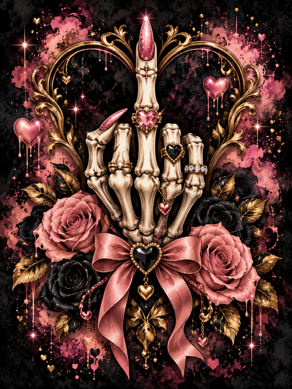 Skeleton Finger with Pink Roses - Air Freshener