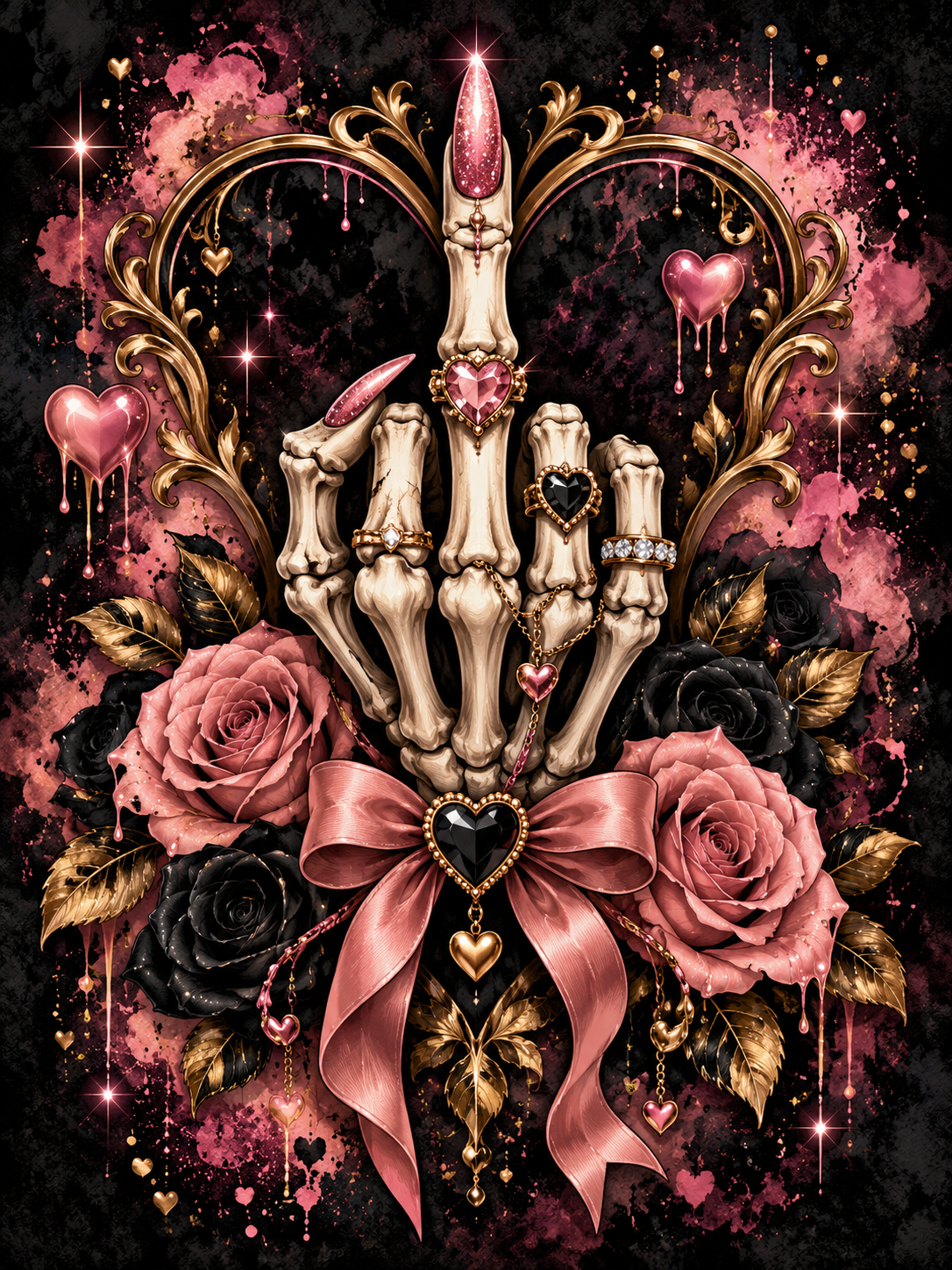 Skeleton Finger with Pink Roses - Air Freshener