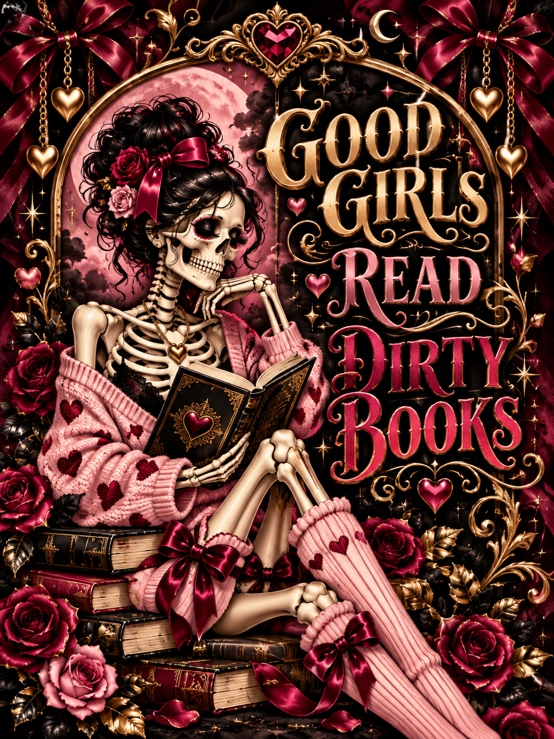 Good Girls Read Dirty Books - Pink Skeleton - Air Freshener