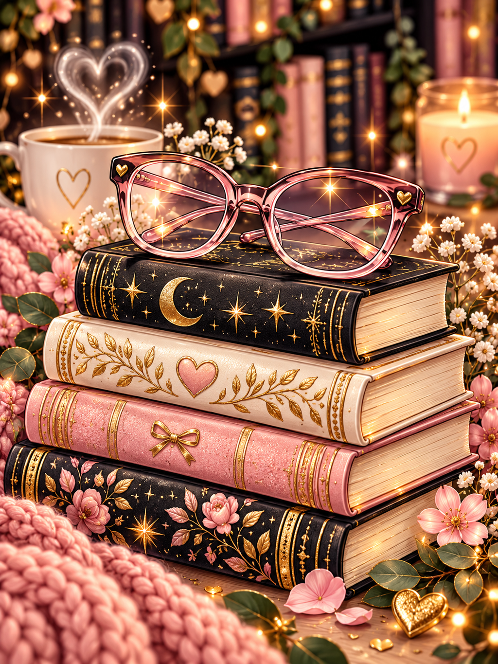 Cozy Pink Books and Glasses - Air Freshener
