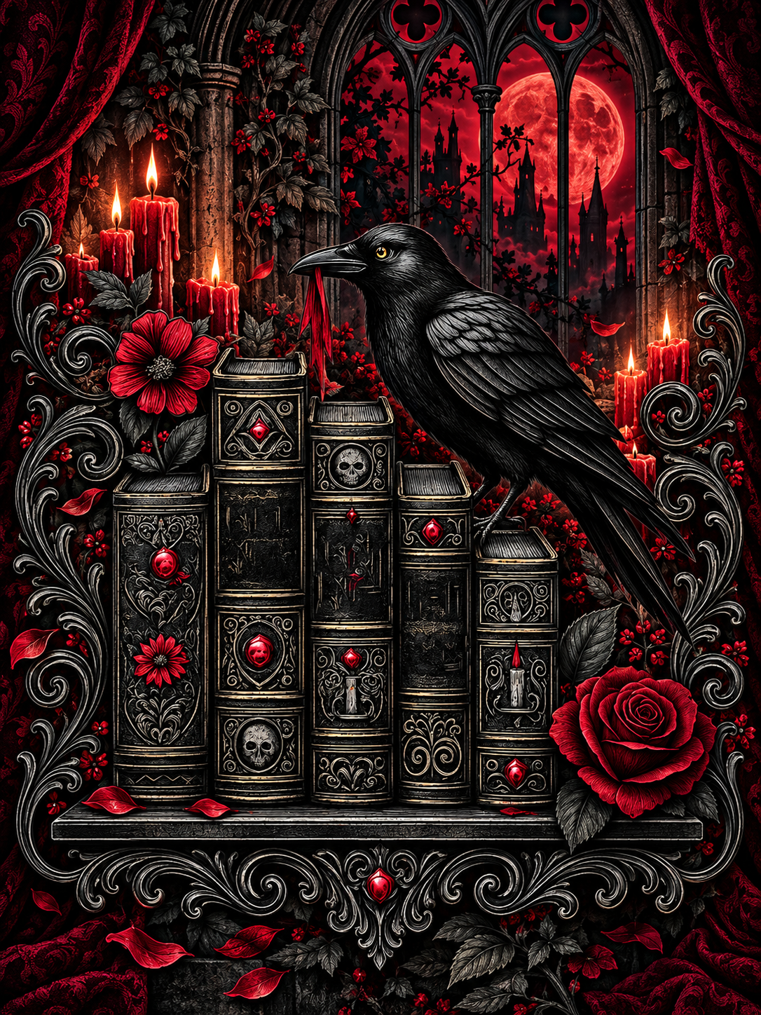 Gothic Raven and Red Books - Air Freshener