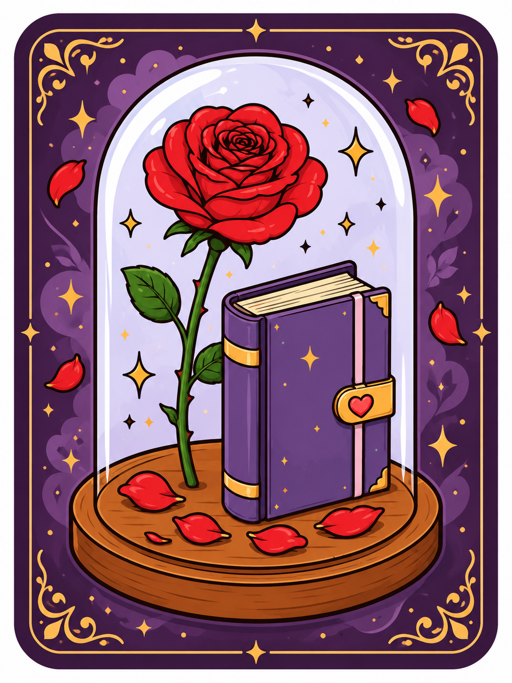 Rose and Book Under Glass - Air Freshener