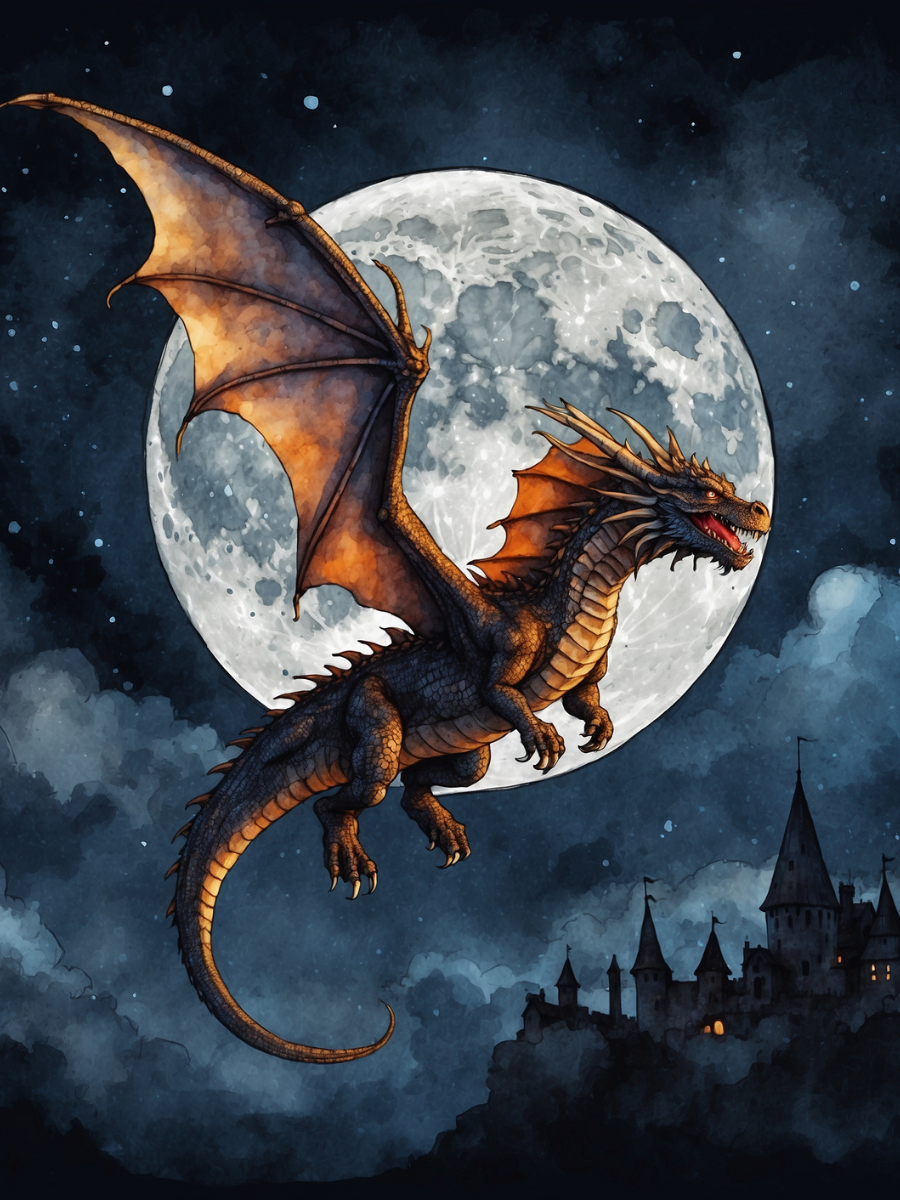 Dragon Flight Over the Moonlit Castle - Air Freshener