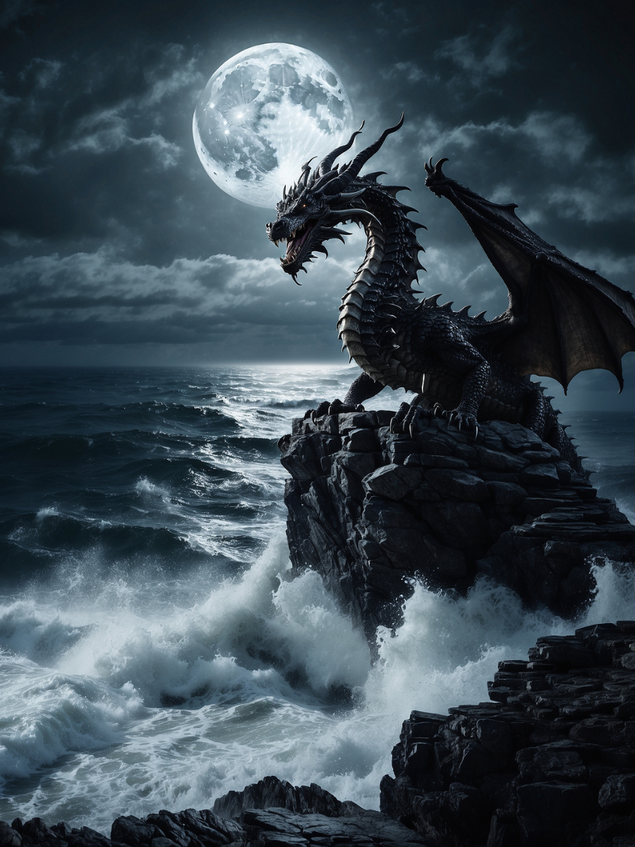 Dragon Above the Stormy Moonlit Sea - Air Freshener