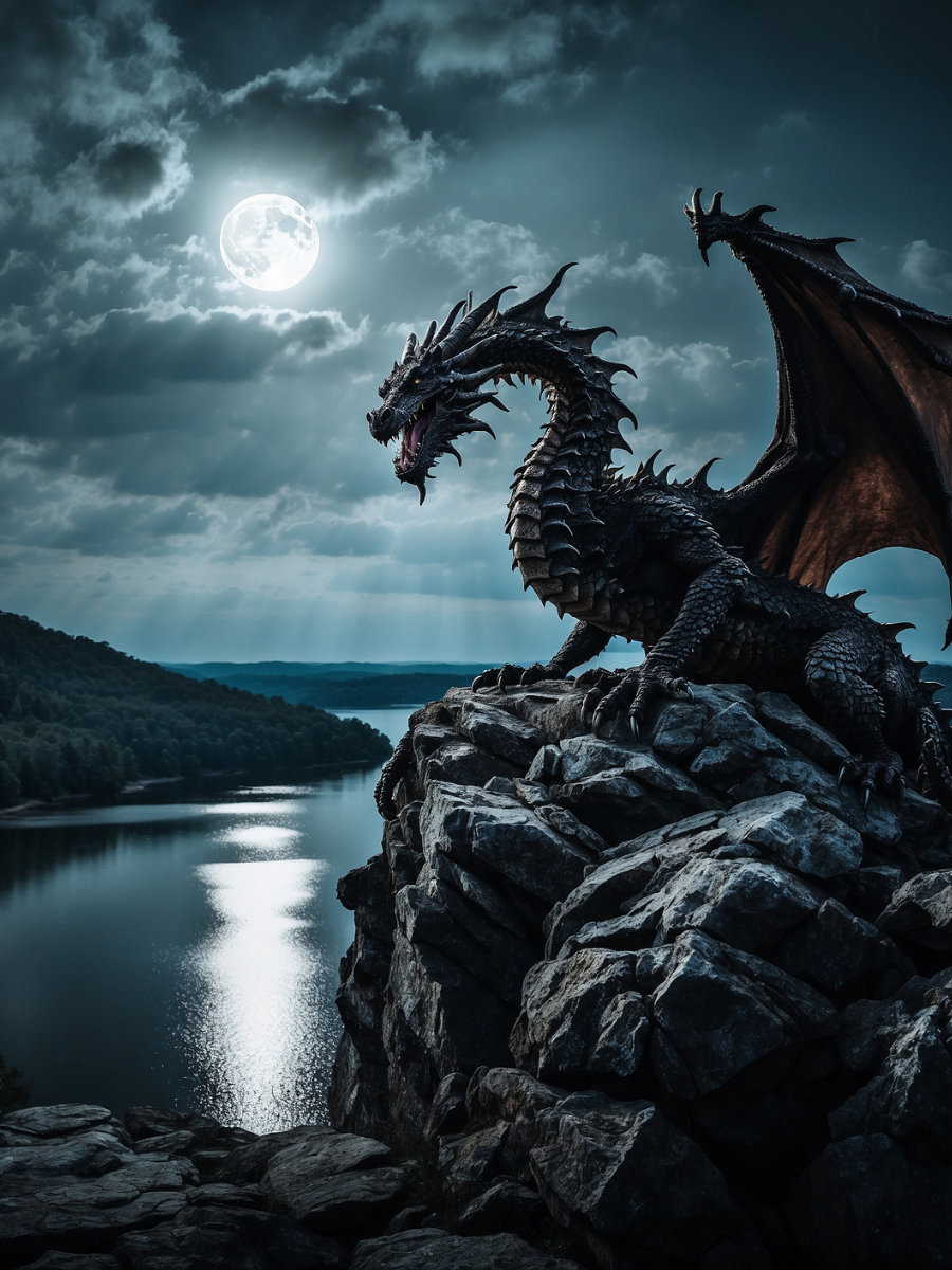 Dragon on the Moonlit Lakeside Cliff - Air Freshener