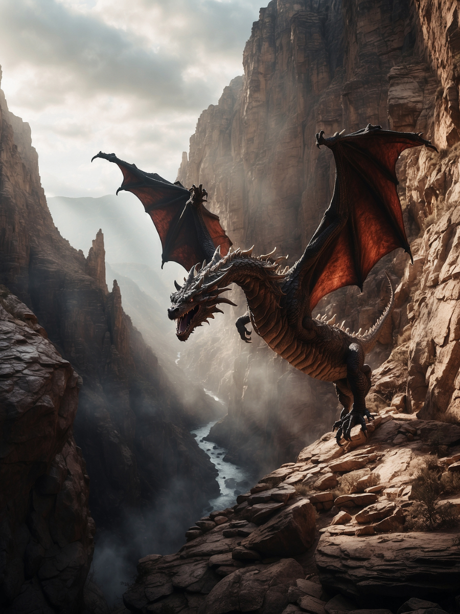 Dragon Perched Above the Canyon River - Air Freshener