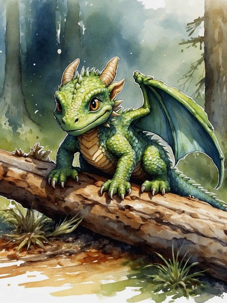 Baby Dragon on a Woodland Log - Air Freshener