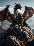 Dragon with Wide Wings on the Mountain Peak - Air Freshener