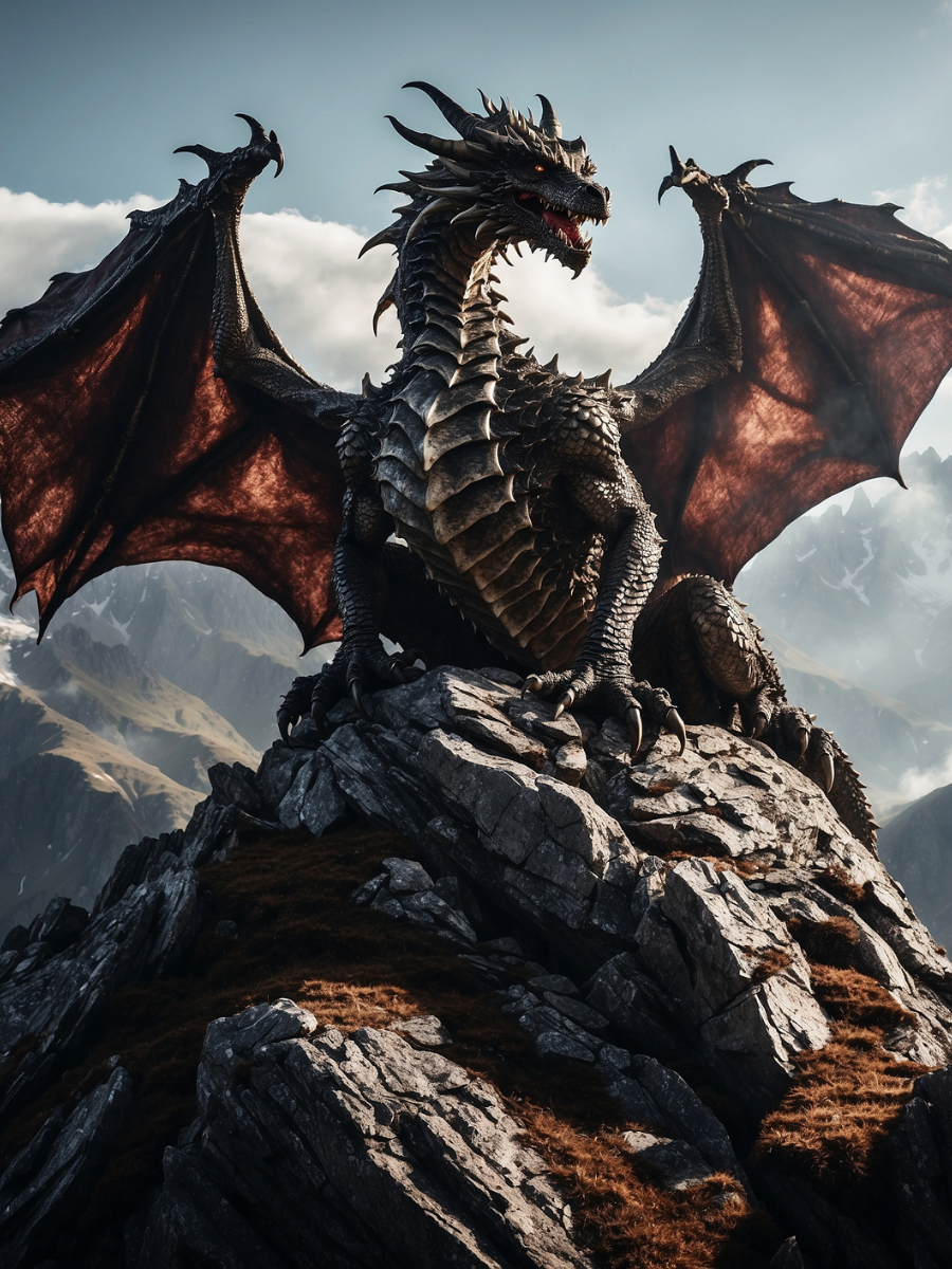 Dragon with Wide Wings on the Mountain Peak - Air Freshener