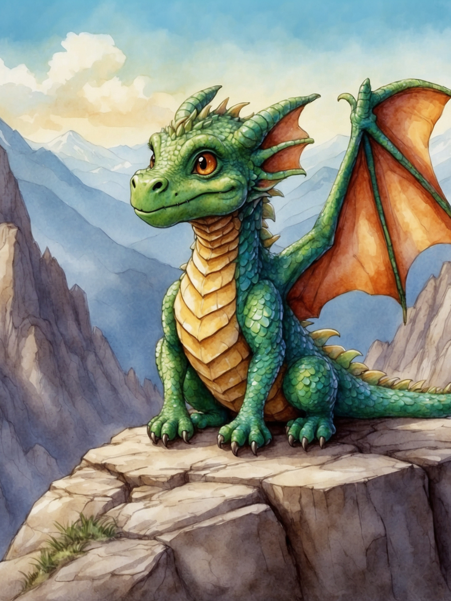 Little Green Dragon on the Mountain Ledge - Air Freshener