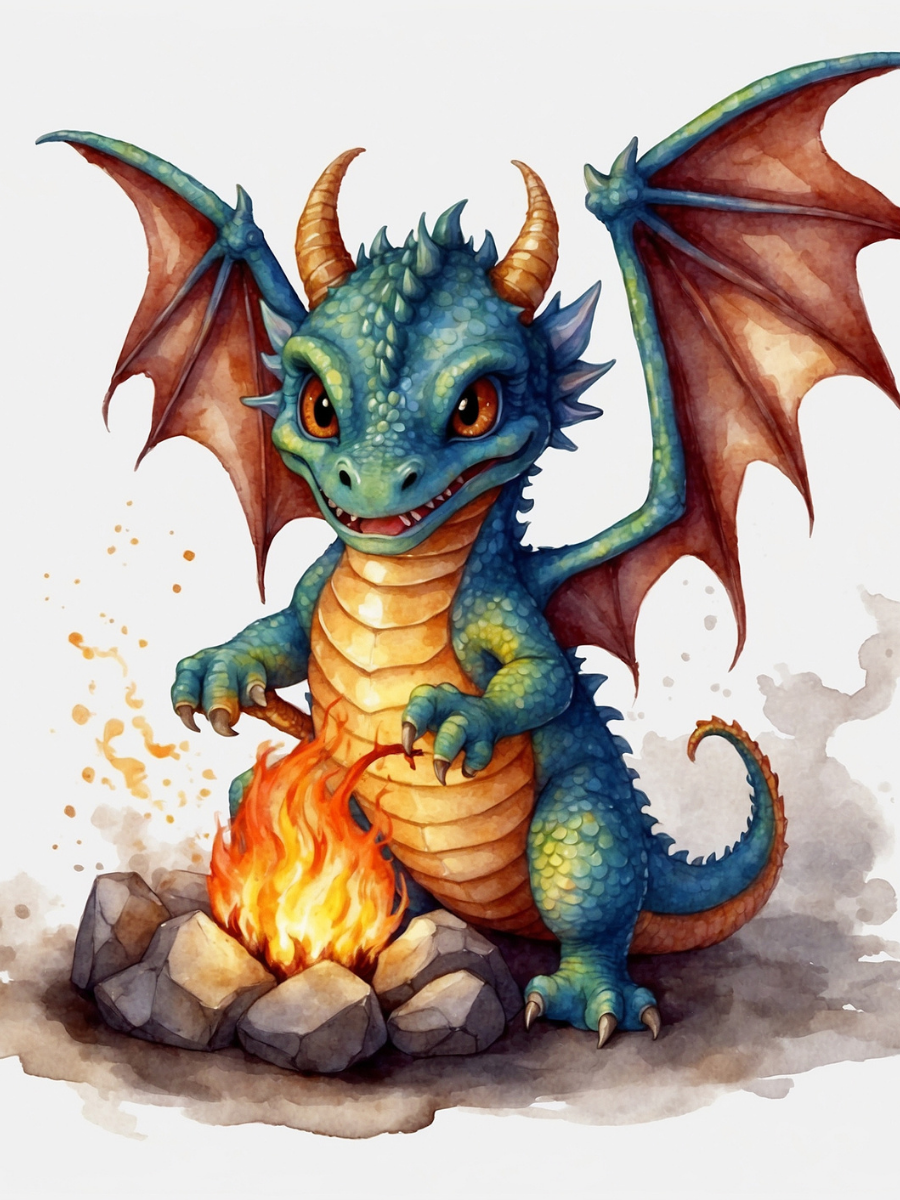 Little Dragon Warming by the Campfire - Air Freshener