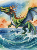 Green Dragon Above the Ocean Waves - Air Freshener