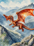 Orange Dragon Over the Mountain River - Air Freshener