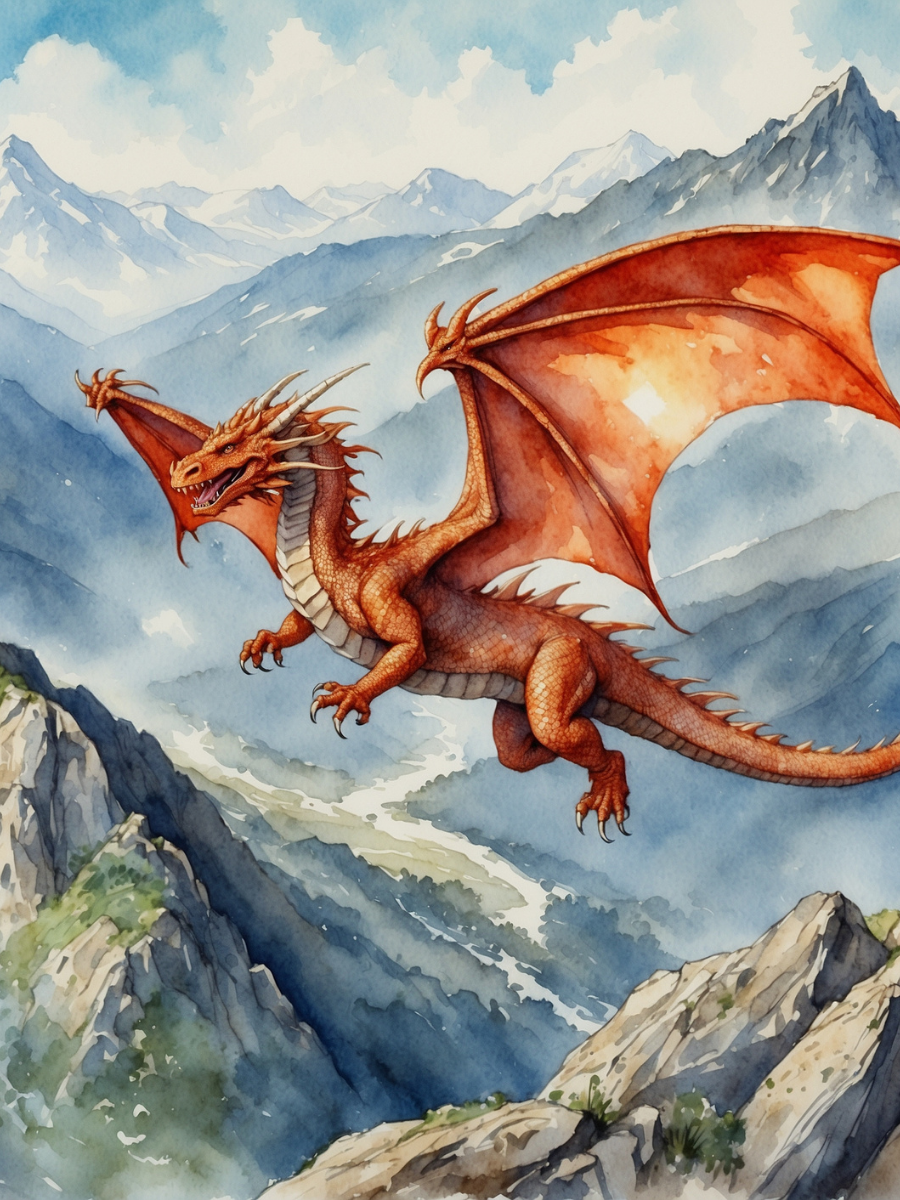 Orange Dragon Over the Mountain River - Air Freshener