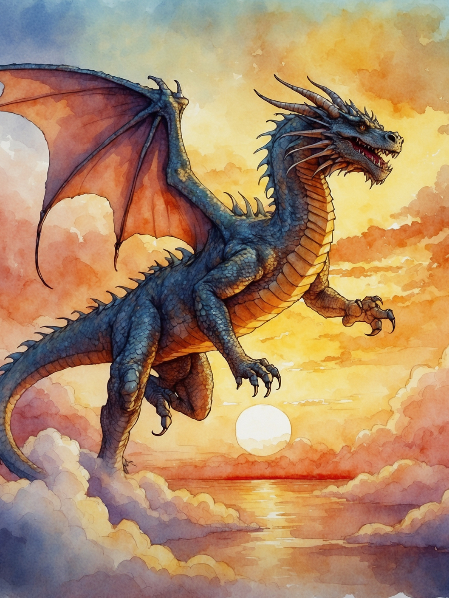 Dragon Rising Through Sunset Clouds - Air Freshener