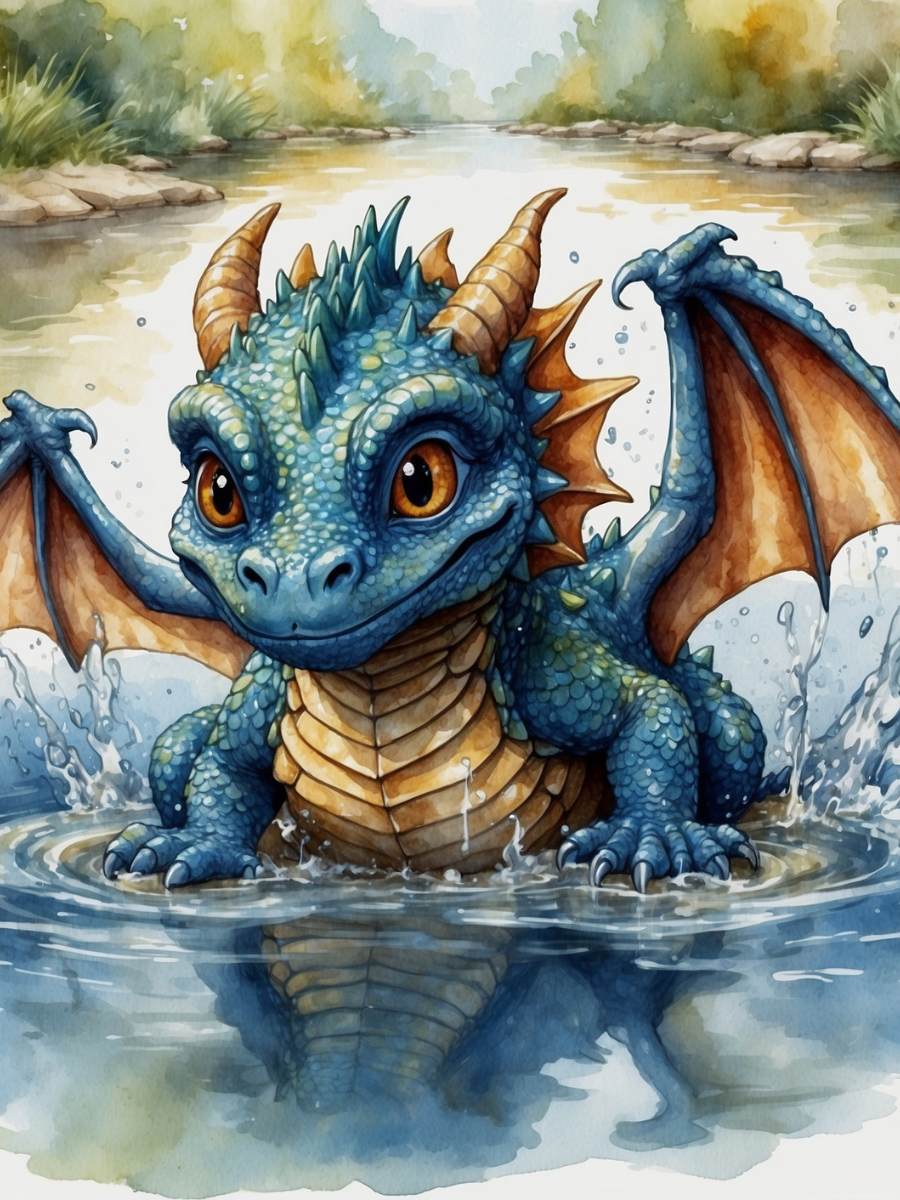 Little Blue Dragon Splashing in the Pond - Air Freshener