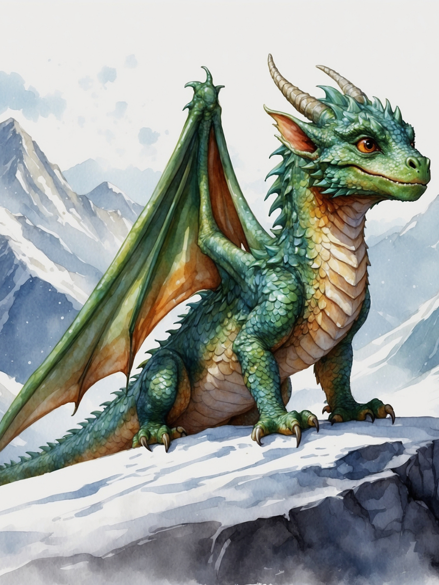 Green Winged Dragon on a Snowy Peak - Air Freshener