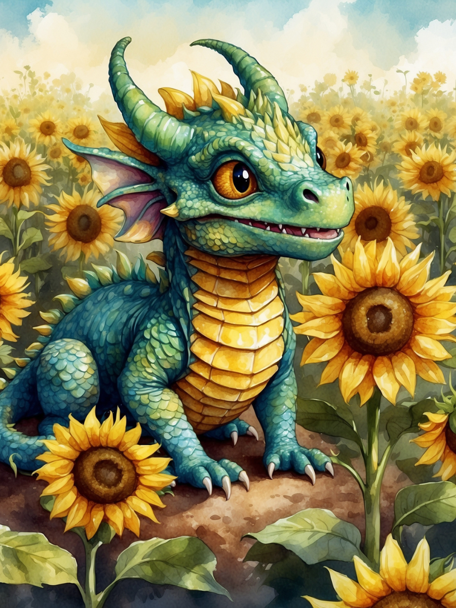 Green Dragon in the Sunflower Field - Air Freshener