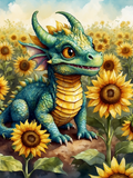 Green Dragon in the Sunflower Field - Air Freshener