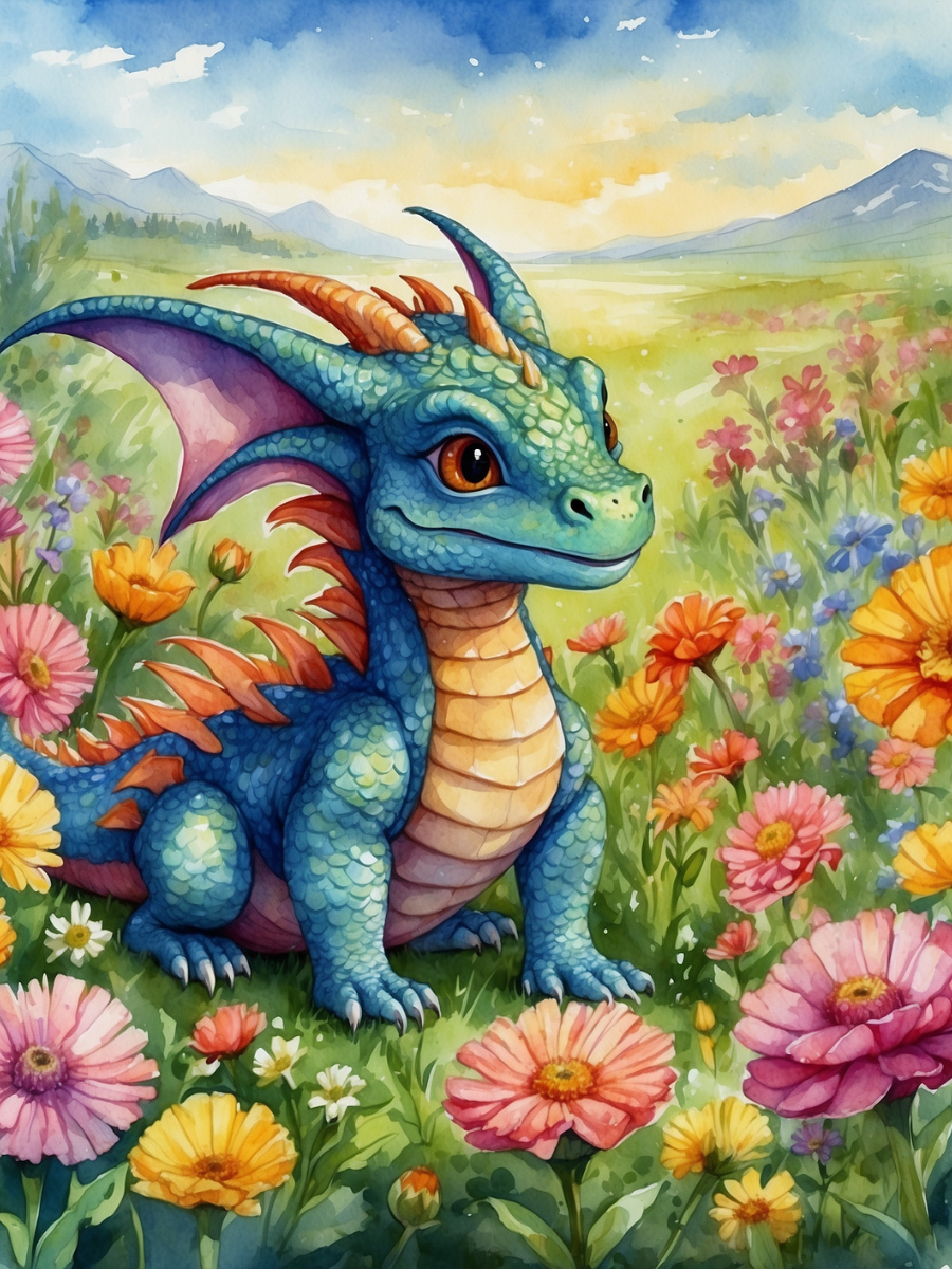Blue Dragon in a Wildflower Meadow - Air Freshener