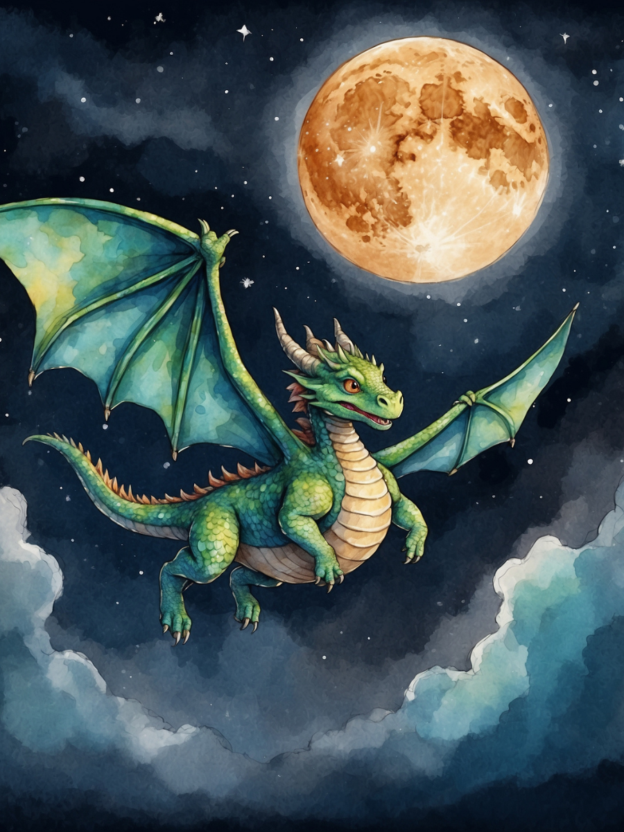 Green Dragon Flying Before the Harvest Moon - Air Freshener
