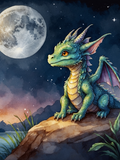 Green Dragon on a Twilight Moonlit Ledge - Air Freshener