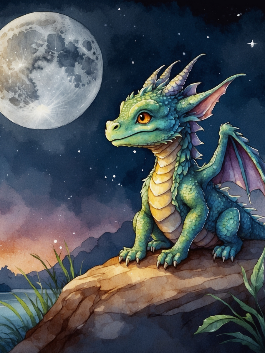 Green Dragon on a Twilight Moonlit Ledge - Air Freshener