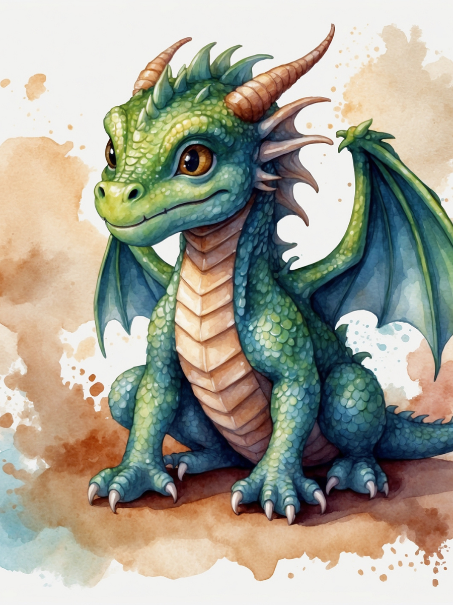 Watercolor Green Winged Dragon Hatchling - Air Freshener