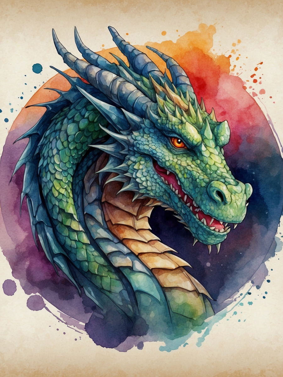 Teal Dragon on a Purple Watercolor Splash - Air Freshener
