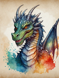 Silver Horned Dragon on a Rainbow Splash - Air Freshener