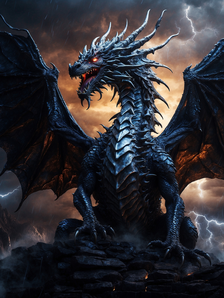 Dragon with Open Wings at the Stormy Sunset - Air Freshener