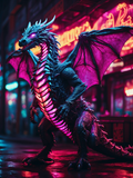 Neon Magenta Winged City Dragon - Air Freshener