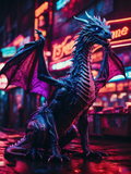 Neon Blue Dragon on the Glowing Street - Air Freshener