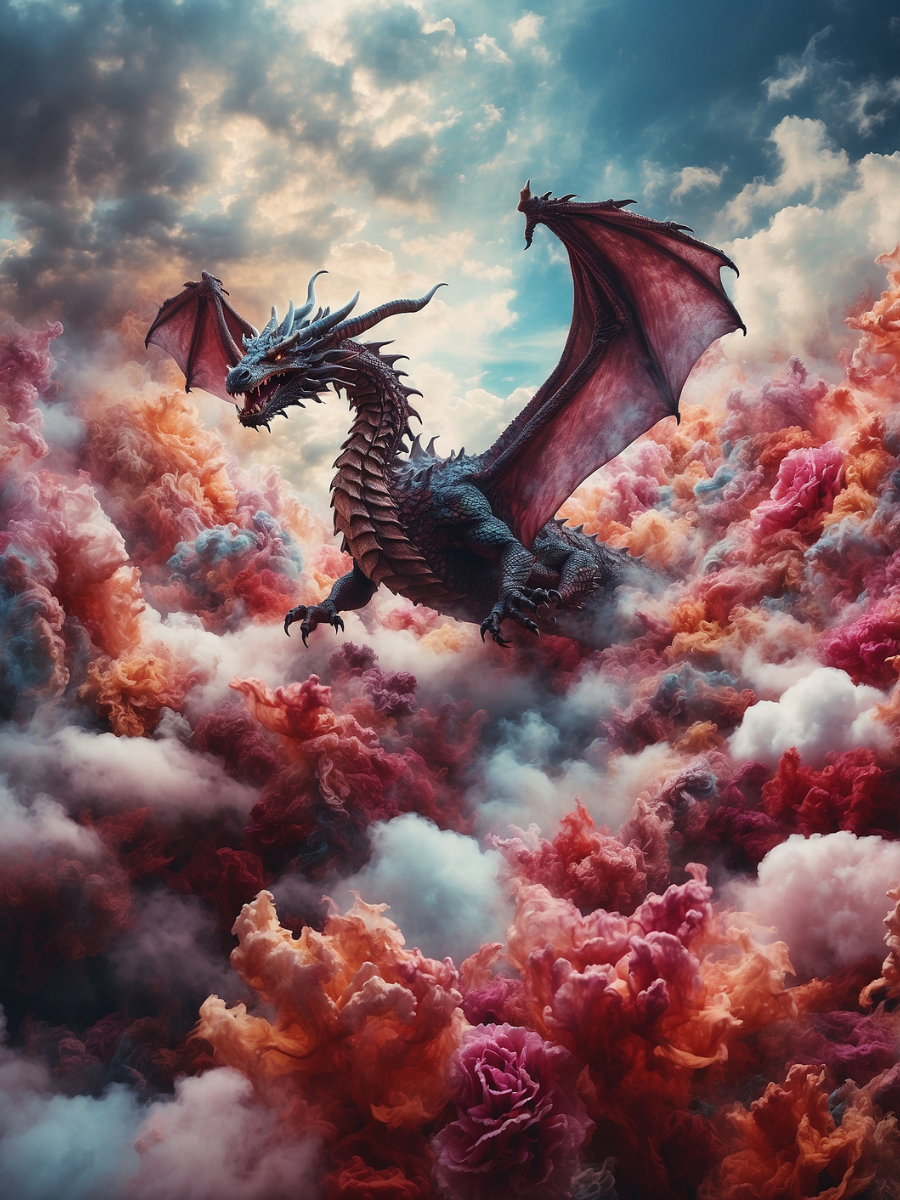 Dragon Flying Through Rainbow Clouds - Air Freshener