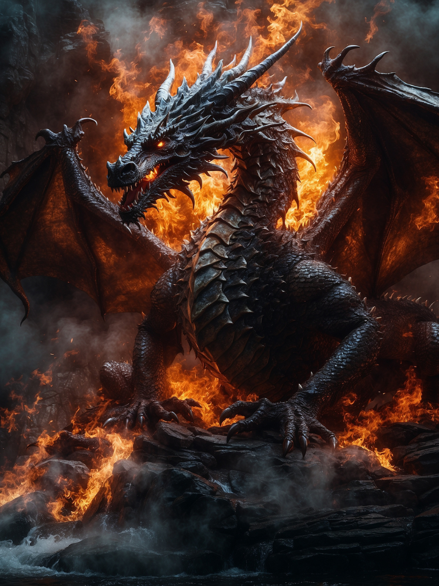 Dragon Amid Fire and Crashing Waves - Air Freshener