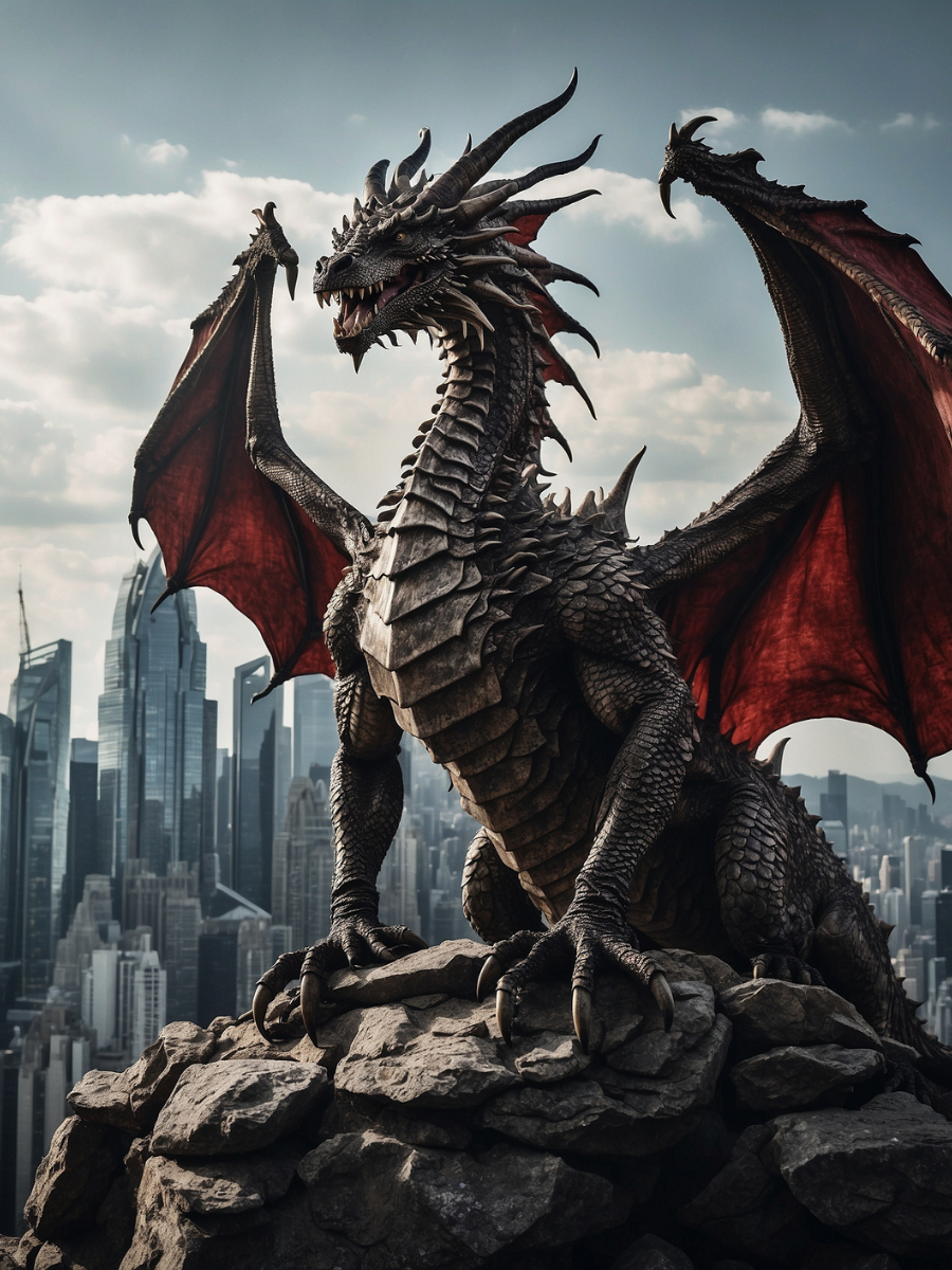 Dragon with Open Wings Over the Skyline - Air Freshener