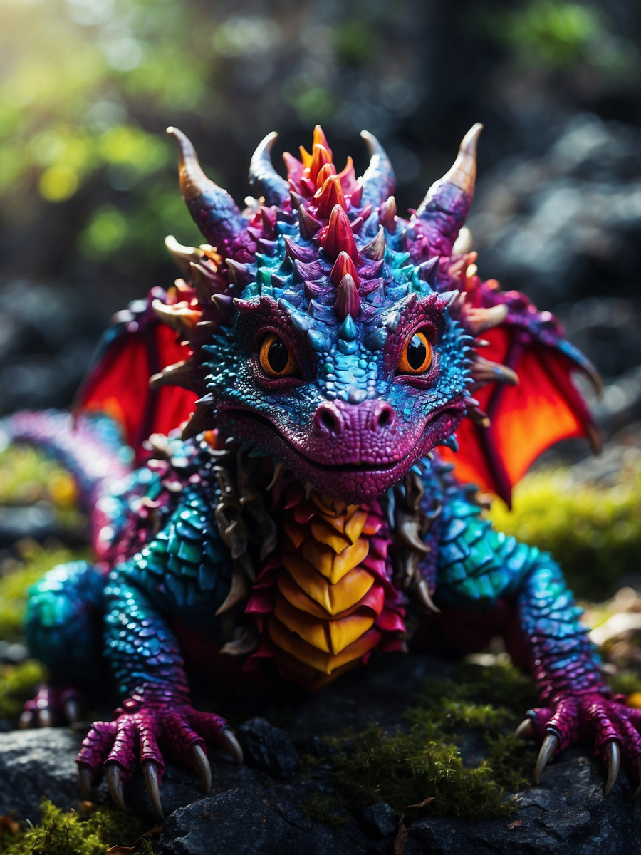 Rainbow Dragon Hatchling on Moss - Air Freshener