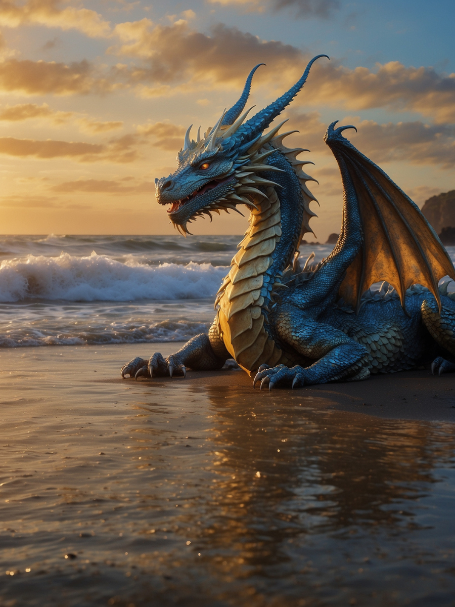 Blue Dragon on the Golden Sunset Beach - Air Freshener