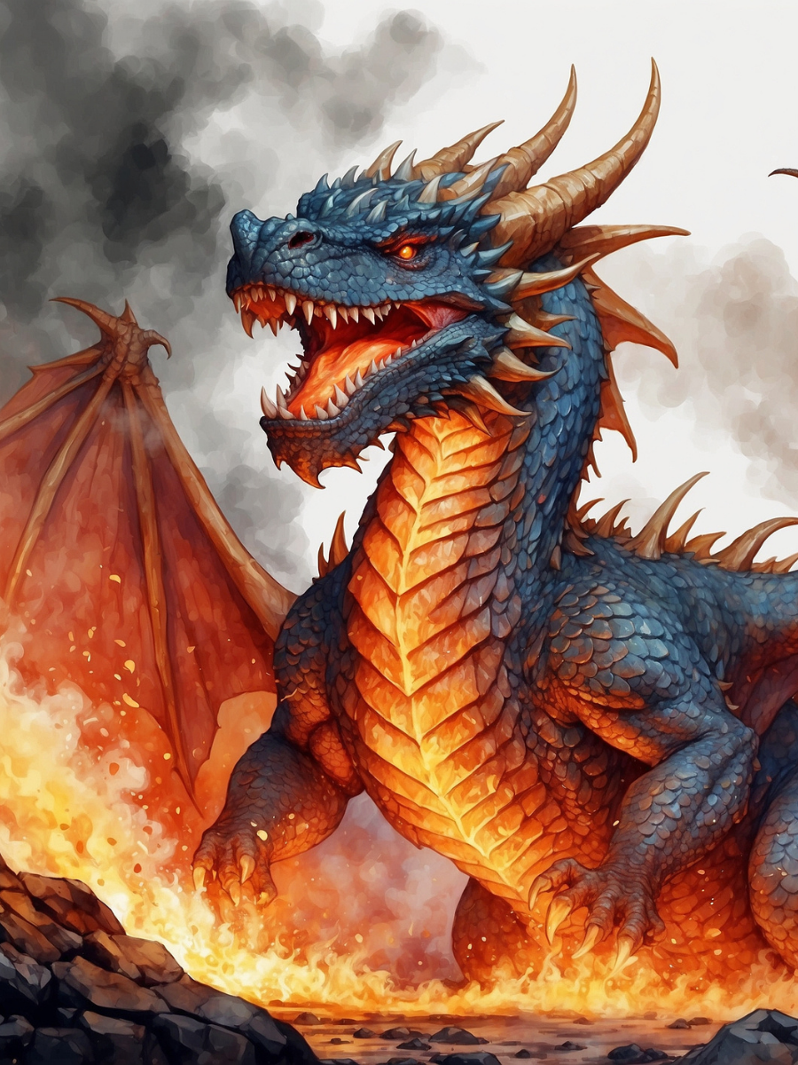 Watercolor Dragon in Rising Flames - Air Freshener