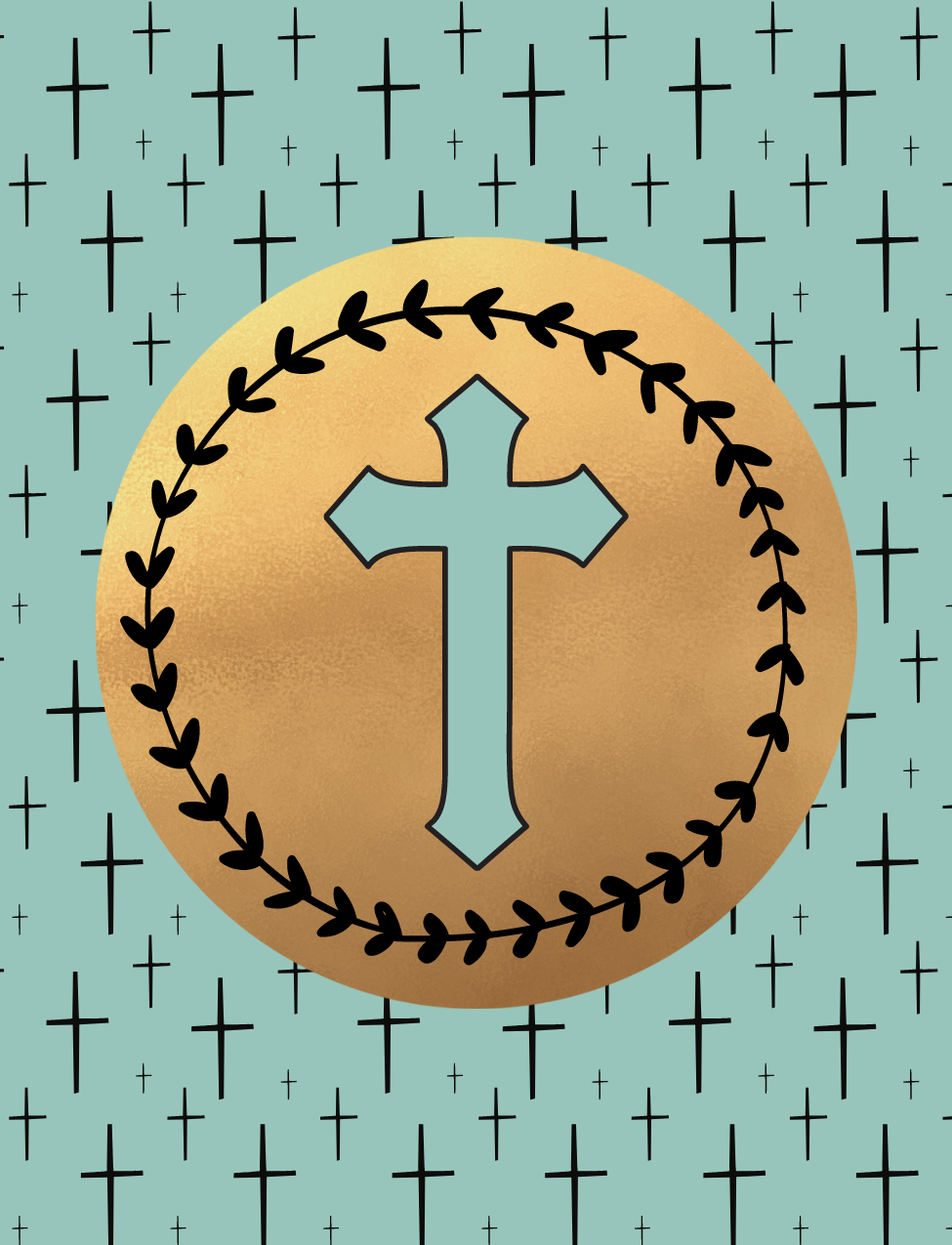 Teal Cross and Laurel Air Freshener