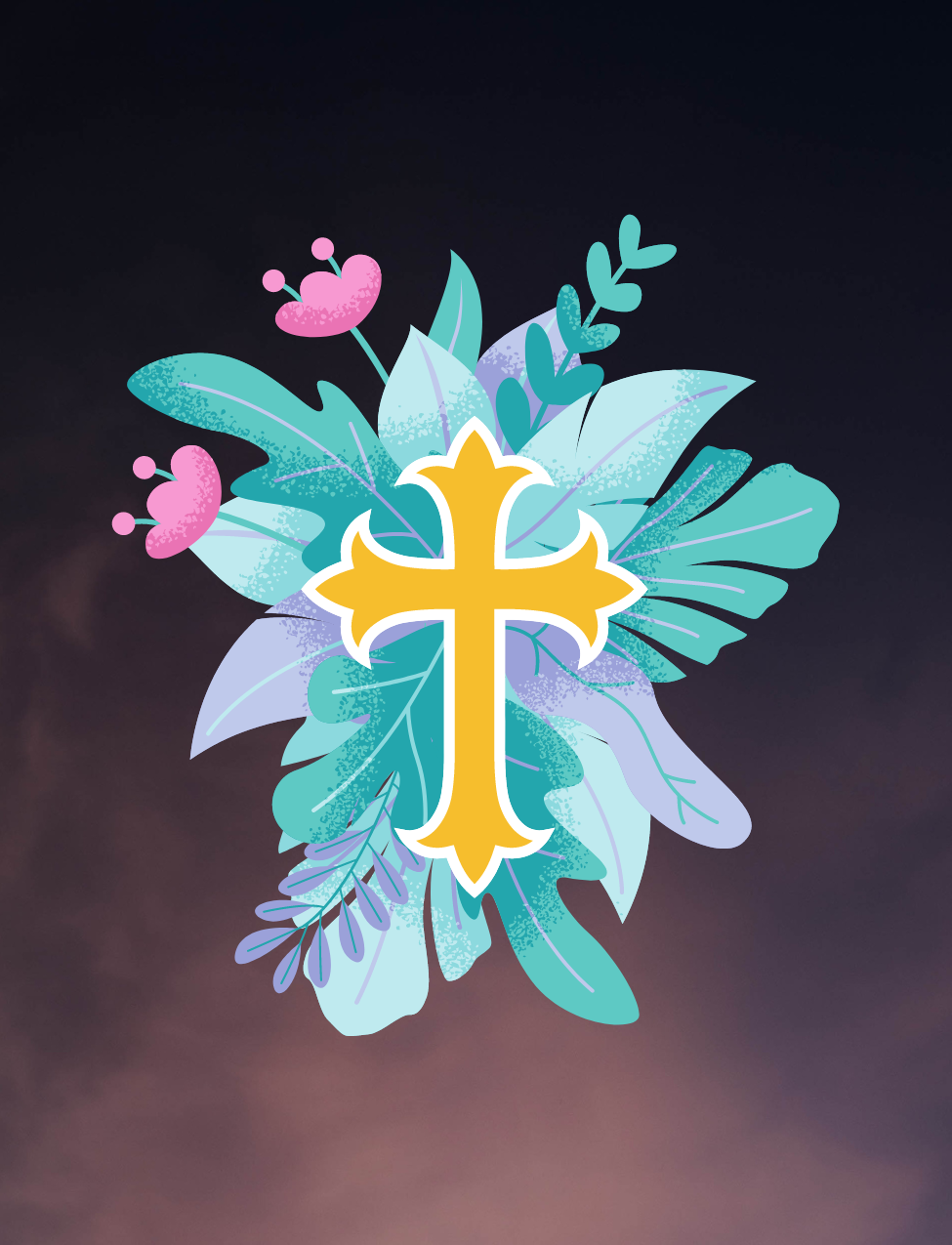 Golden Cross with Colorful Leaves Air Freshener